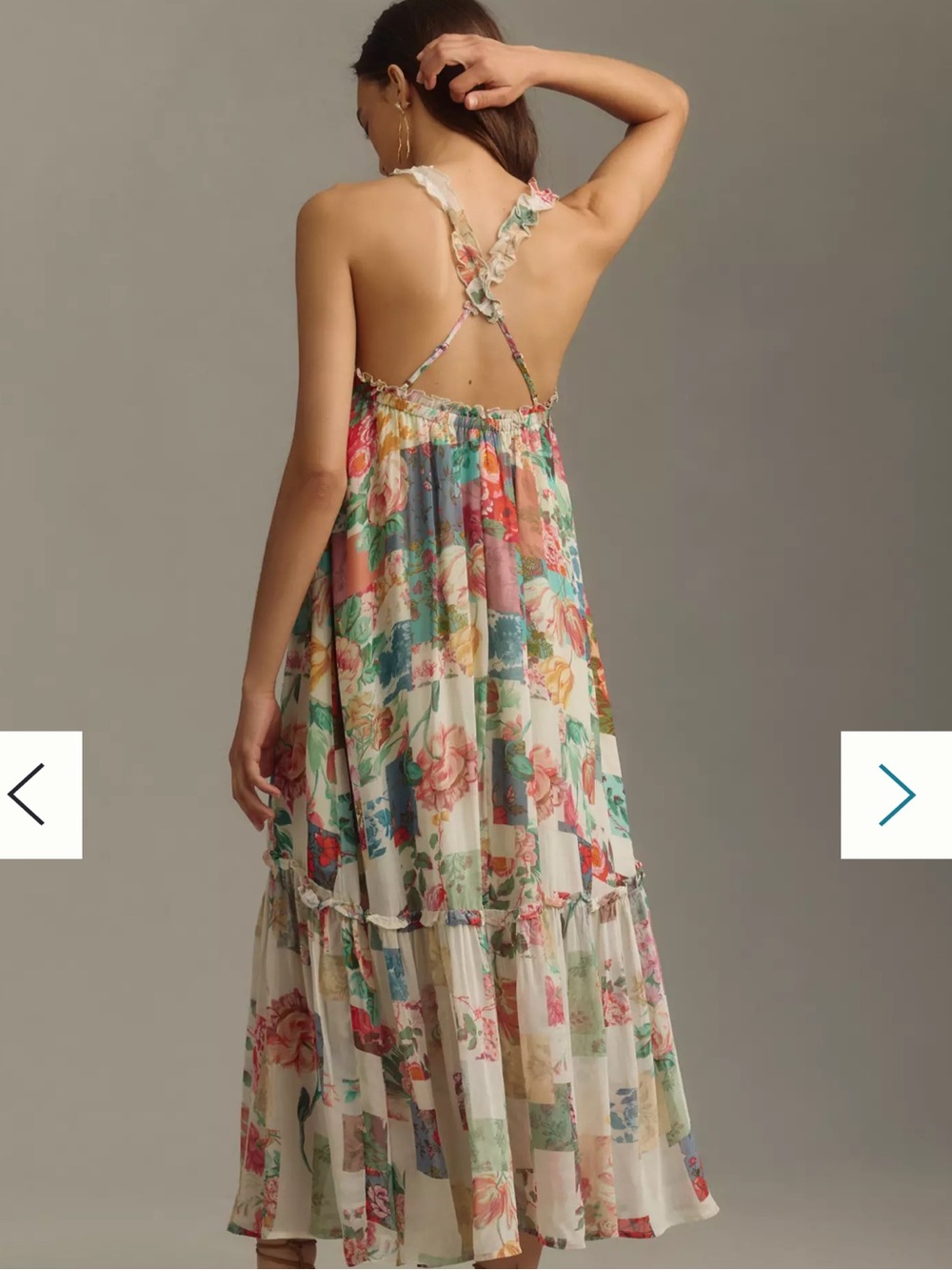 By Anthropologie NWT Chiffon Shift Patchwork Floral Midi Dress - Picture 2 of 12